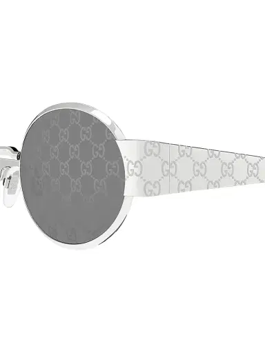 Gucci Women's Monogram 51MM Metal Round Sunglasses - Silver | Thumbnail 3