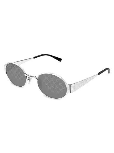 Gucci Women's Monogram 51MM Metal Round Sunglasses - Silver | Thumbnail 1