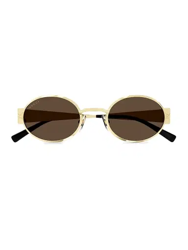 Gucci Women's GG Monogram 51MM Metal Oval Sunglasses - Gold | Thumbnail 2
