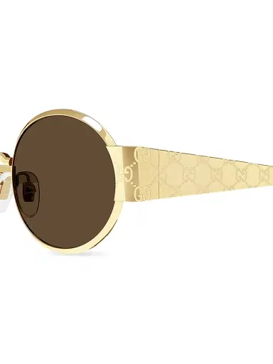 Gucci Women's GG Monogram 51MM Metal Oval Sunglasses - Gold | Thumbnail 3