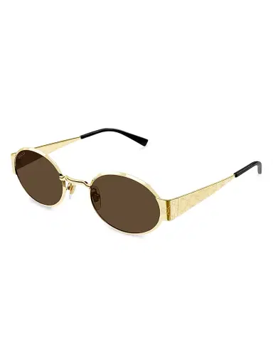 Gucci Women's GG Monogram 51MM Metal Oval Sunglasses - Gold | Thumbnail 1