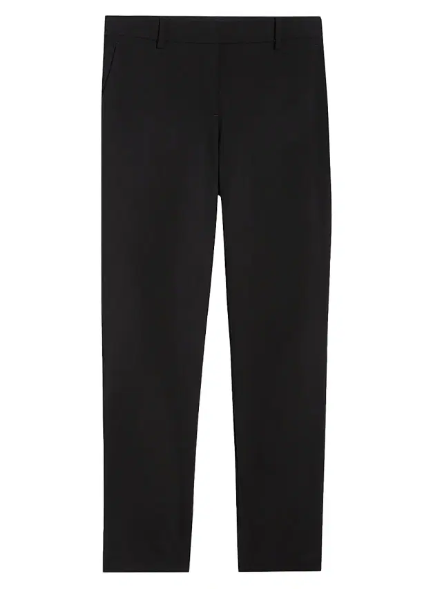 Theory Women's Treeca Good Wool Pleated Ankle-Crop Pants - Black