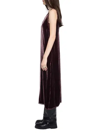 Zadig & Voltaire Women's Renzo Velvet Lace-Trimmed Midi-Slipdress - Burgundy - Size Small | Thumbnail 3 Zadig & Voltaire Women's Renzo Velvet Lace-Trimmed Midi-Slipdress - Burgundy - Size Small | Thumbnail 3
