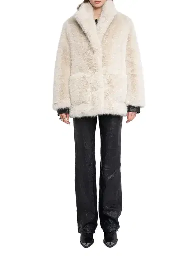 Zadig & Voltaire Women's Fleur Faux-Fur Coat - Ecru - Size Small | Thumbnail 2