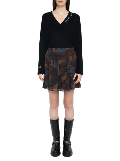 Zadig & Voltaire Women's Jadys Mousseline Horse-Printed A-Line Miniskirt - Dark Chocolate - Size Medium | Thumbnail 2