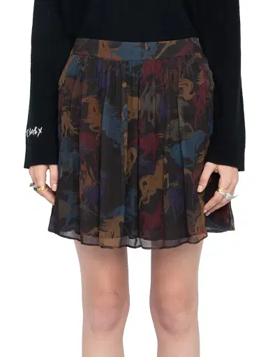 Zadig & Voltaire Women's Jadys Mousseline Horse-Printed A-Line Miniskirt - Dark Chocolate - Size Medium | Thumbnail 3