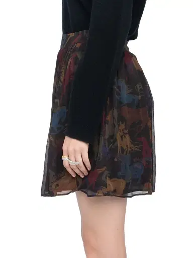 Zadig & Voltaire Women's Jadys Mousseline Horse-Printed A-Line Miniskirt - Dark Chocolate - Size Medium | Thumbnail 4
