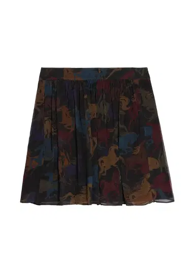 Zadig & Voltaire Women's Jadys Mousseline Horse-Printed A-Line Miniskirt - Dark Chocolate - Size Medium | Thumbnail 1