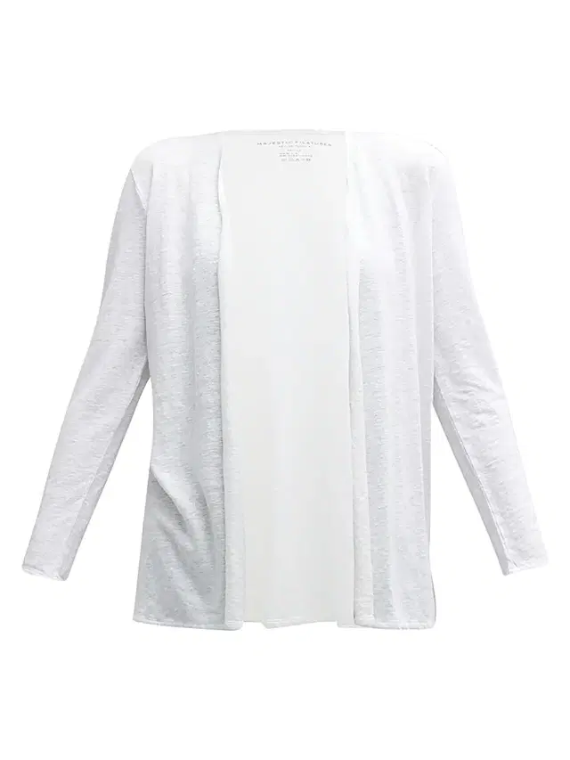 Majestic Filatures Women's Stretch Linen Open-Front Cardigan - White