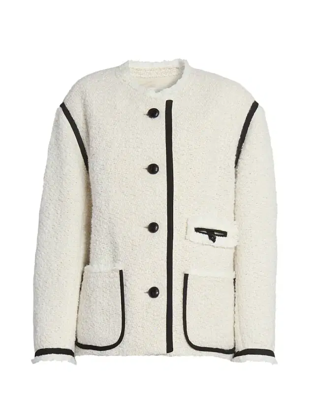 Women's Maylin Contrast-Trim Tweed Jacket - Ecru
