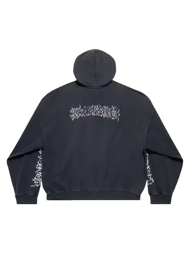Balenciaga Men's Diy Metal Outline Hoodie Oversized - Black Faded - Size Small | Thumbnail 2 Balenciaga Men's Diy Metal Outline Hoodie Oversized - Black Faded - Size Small | Thumbnail 2