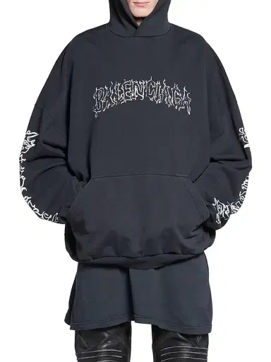 Balenciaga Men's Diy Metal Outline Hoodie Oversized - Black Faded - Size Small | Thumbnail 3 Balenciaga Men's Diy Metal Outline Hoodie Oversized - Black Faded - Size Small | Thumbnail 3
