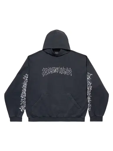 Balenciaga Men's Diy Metal Outline Hoodie Oversized - Black Faded - Size Small | Thumbnail 1 Balenciaga Men's Diy Metal Outline Hoodie Oversized - Black Faded - Size Small | Thumbnail 1