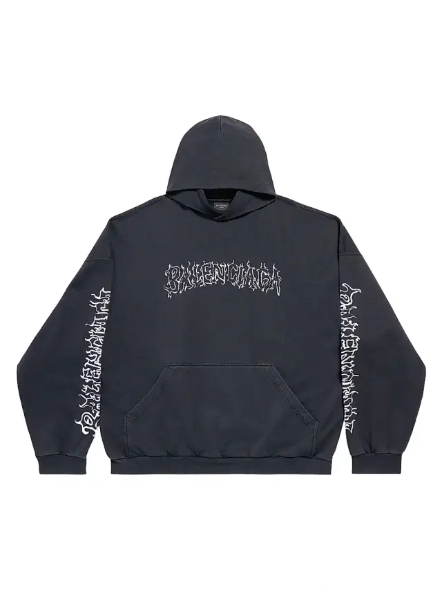 Balenciaga Men's Diy Metal Outline Hoodie Oversized - Black Faded