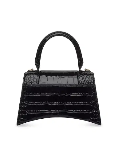 Balenciaga Women's Hourglass Handbag Crocodile Embossed - Black | Thumbnail 3 Balenciaga Women's Hourglass Handbag Crocodile Embossed - Black | Thumbnail 3