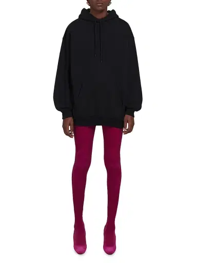 Balenciaga Women's Logo Hoodie Sweatshirt - Black | Thumbnail 2