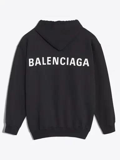 Balenciaga Women's Logo Hoodie Sweatshirt - Black | Thumbnail 3