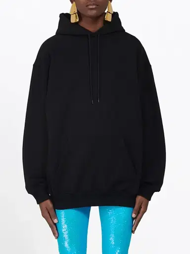 Balenciaga Women's Logo Hoodie Sweatshirt - Black | Thumbnail 4