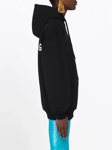 Balenciaga Women's Logo Hoodie Sweatshirt - Black | Thumbnail 5