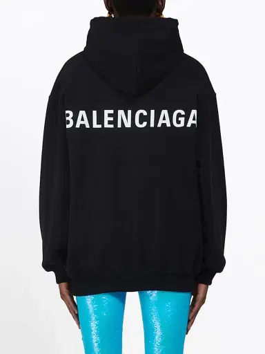 Balenciaga Women's Logo Hoodie Sweatshirt - Black | Thumbnail 6