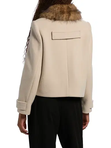 Ba&sh Women's Terry Faux Fur-Trim Boxy Coat - Ecru - Size Large | Thumbnail 5