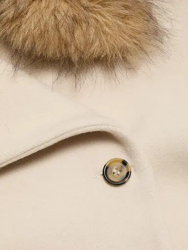 Ba&sh Women's Terry Faux Fur-Trim Boxy Coat - Ecru - Size Large | Thumbnail 7