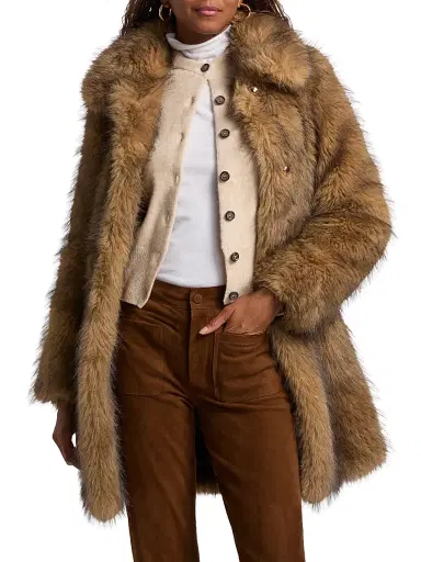 Ba&sh Women's Lestor Faux-Fur Oversized Coat - Beige - Size Large | Thumbnail 3