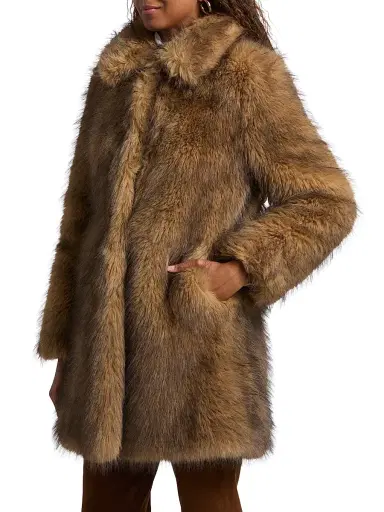 Ba&sh Women's Lestor Faux-Fur Oversized Coat - Beige - Size Large | Thumbnail 4