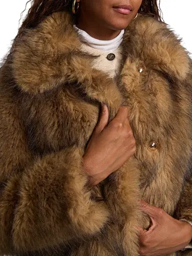 Ba&sh Women's Lestor Faux-Fur Oversized Coat - Beige - Size Large | Thumbnail 6