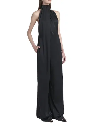 Stella McCartney Women's Envers Satin Halterneck Jumpsuit - Black - Size 8 | Thumbnail 3 Stella McCartney Women's Envers Satin Halterneck Jumpsuit - Black - Size 8 | Thumbnail 3
