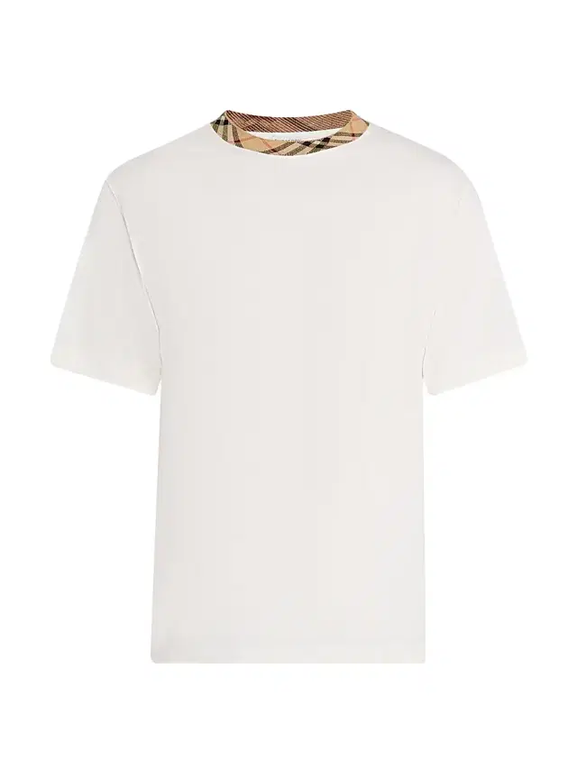 Men's Check-Trim Cotton Crewneck T-Shirt - White