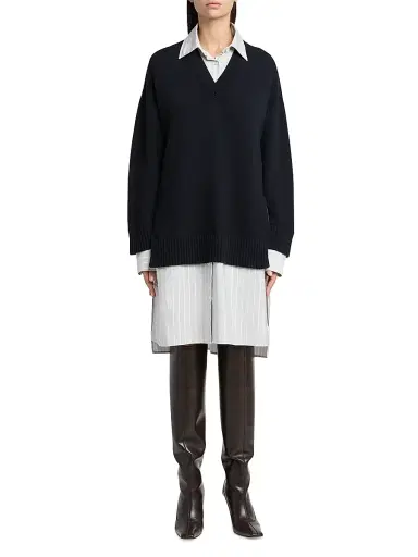Stella McCartney Women's Striped Layered Shirtdress - Navy | Thumbnail 2