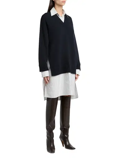 Stella McCartney Women's Striped Layered Shirtdress - Navy | Thumbnail 3