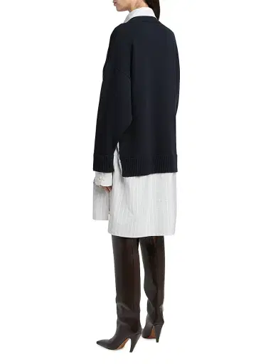 Stella McCartney Women's Striped Layered Shirtdress - Navy | Thumbnail 4
