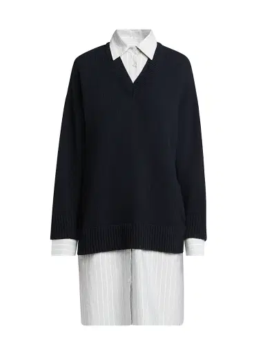 Stella McCartney Women's Striped Layered Shirtdress - Navy | Thumbnail 1