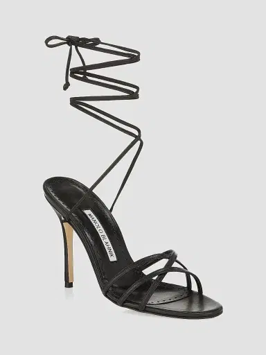Manolo Blahnik Women's Leva 105MM Leather Lace-Up Sandals - Black | Thumbnail 2 Manolo Blahnik Women's Leva 105MM Leather Lace-Up Sandals - Black | Thumbnail 2