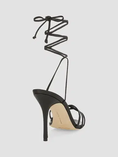 Manolo Blahnik Women's Leva 105MM Leather Lace-Up Sandals - Black | Thumbnail 3 Manolo Blahnik Women's Leva 105MM Leather Lace-Up Sandals - Black | Thumbnail 3