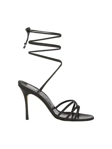 Manolo Blahnik Women's Leva 105MM Leather Lace-Up Sandals - Black | Thumbnail 1 Manolo Blahnik Women's Leva 105MM Leather Lace-Up Sandals - Black | Thumbnail 1