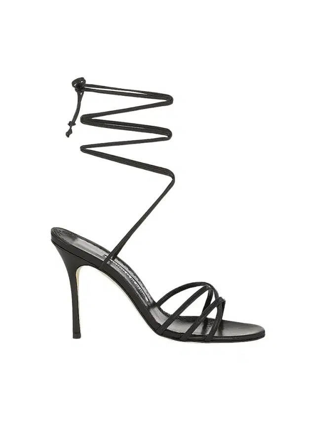 Manolo Blahnik Women's Leva 10MM Leather Lace-Up Sandals - Black
