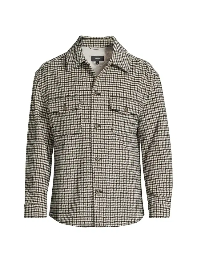 Reiss Men's Liam Houndstooth Wool-Blend Overshirt