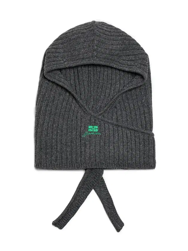 Ganni Women's Core Rib-Knit Wool-Blend Balaclava - Charcoal Grey