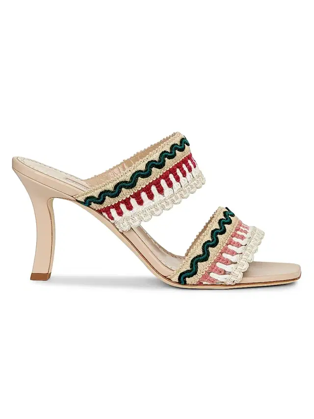 Manolo Blahnik Women's Mabecomu Embroidered Sandals - Cream