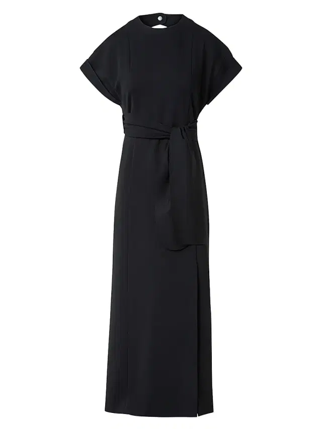 Akris punto Women's XL Dot Cutout Short-Sleeve Belted Midi-Dress - Black