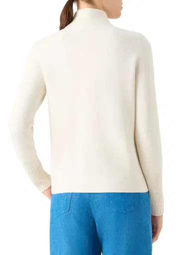 Akris Women's Cashmere Piqué Zip Cardigan - Ecru | Thumbnail 4