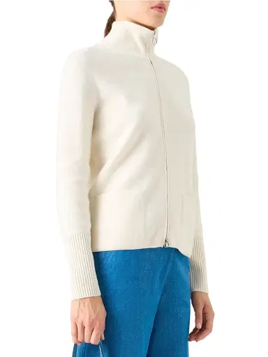 Akris Women's Cashmere Piqué Zip Cardigan - Ecru | Thumbnail 5