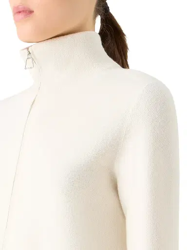 Akris Women's Cashmere Piqué Zip Cardigan - Ecru | Thumbnail 6