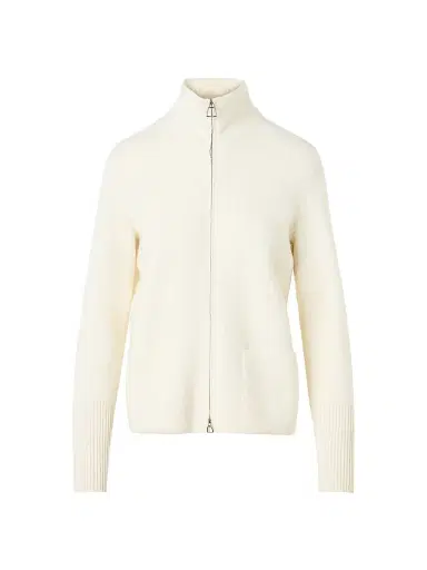 Akris Women's Cashmere Piqué Zip Cardigan - Ecru | Thumbnail 1