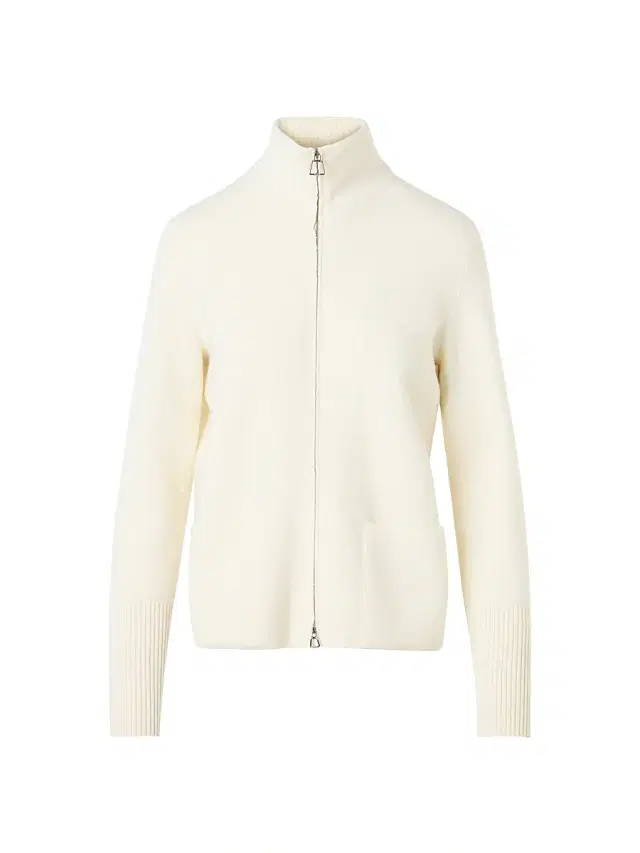 Women's Cashmere Piqué Zip Cardigan - Ecru