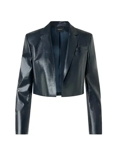 Akris Women's Gian Leather Crop Jacket - Navy - Size 10 | Thumbnail 1 Akris Women's Gian Leather Crop Jacket - Navy - Size 10 | Thumbnail 1