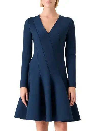 Akris Women's Stretch-Neoprene Diagonal Godet Minidress - Denim - Size 2 | Thumbnail 3